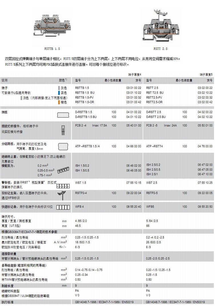 雙層彈簧端子RSTB1.5-RSTB2.5